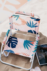 Blush Palm Foldable Beach Chair with Carry Strap, Lightweight & Portable, High Back, Powder Coated Frame