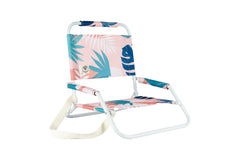 Blush Palm Foldable Beach Chair with Carry Strap, Lightweight & Portable, High Back, Powder Coated Frame