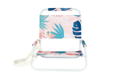Blush Palm Foldable Beach Chair with Carry Strap, Lightweight & Portable, High Back, Powder Coated Frame