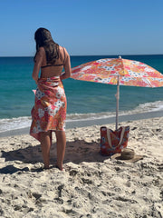 Retro Summer 1.6m Beach Umbrella with Carry Bag, Shoulder Strap