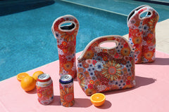 Retro Summer Neoprene Double Bottle Holder Bag