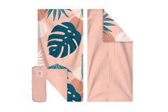 Blush Palm 160cm Premium Waffle Beach Towel with Storage Bag, Double Sided, Eco Friendly, Sand Free, Quick Dry, Ultra Absorbent