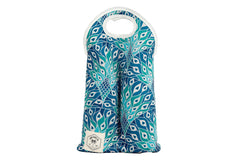 Peacock Paradise Neoprene Double Bottle Holder Bag