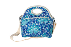 Peacock Paradise Neoprene Lunch Bag with Shoulder Strap