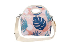 Blush Palm Neoprene Lunch Bag with Shoulder Strap