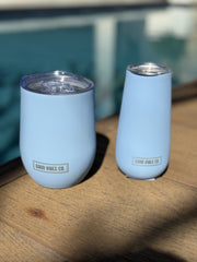 Bay Blue 295ml Insulated Double Wall Stainless Steel Travel Cup with Lid, Durable Matt Finish