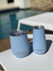 Bay Blue 295ml Insulated Double Wall Stainless Steel Travel Cup with Lid, Durable Matt Finish