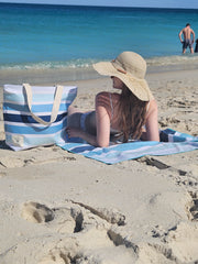 Ocean Tide 160cm Microfibre Beach Towel with Storage Bag , Sand-Resistant, Eco Friendly, Double Sided