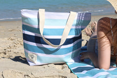 Ocean Tide Canvas Beach Bag, Inner Pocket, Carry Handles
