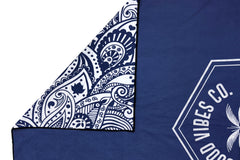 Tahitian Blue 160cm Microfibre Beach Towel with Storage Bag , Sand-Resistant, Eco Friendly, Double Sided