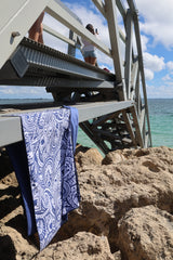 Tahitian Blue 160cm Microfibre Beach Towel with Storage Bag , Sand-Resistant, Eco Friendly, Double Sided