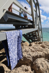 Tahitian Blue 160cm Microfibre Beach Towel with Storage Bag , Sand-Resistant, Eco Friendly, Double Sided