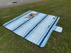 Ocean Tide Premium Picnic Mat Blanket, 2x2m, Waterproof Base, Carry Strap, Storage Pocket, 4 Ground Pegs