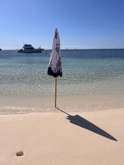 Havana 1.75m Premium 100% Canvas Beach Umbrella, UV50+, Wood Pole, Cotton Tassels, Tilting Mechanism, Sand Screw