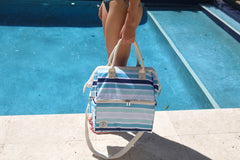 Ocean Tide Premium Insulated Picnic Cooler Bag, Carry Handles, 2 Separate Compartments, Holds 24+ Cans