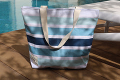 Ocean Tide Canvas Beach Bag, Inner Pocket, Carry Handles
