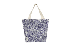 Tahitian Blue Canvas Beach Bag, Inner Pocket, Carry Handles