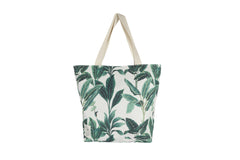 Botanical Canvas Beach Bag, Inner Pocket, Carry Handles