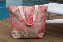 Tropicana Canvas Beach Bag, Inner Pocket, Carry Handles