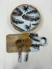 Sorrento 2pc Mango Salad Servers 24cm - Wood & Enamel