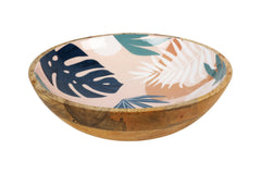 Blush Palm Mango Wood and Enamel Salad Bowl 31cm