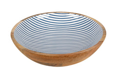 Mediterranean Mango Wood and Enamel Salad Bowl 31cm