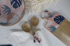 Blush Palm 2pc Mango Salad Servers 24cm - Wood & Enamel