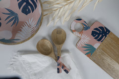 Blush Palm 2pc Mango Salad Servers 24cm - Wood & Enamel