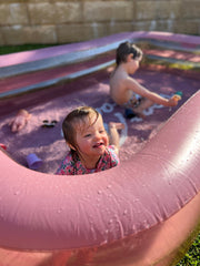 Inflatable Family Swimming Pool Extra Large Twin Tube Heavy Duty PVC Pink 262x175x50cm