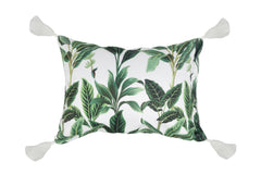 Botanical Inflatable Beach Pillow With Tassels, PVC Insert, Water Resistant
