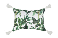 Botanical Inflatable Beach Pillow With Tassels, PVC Insert, Water Resistant