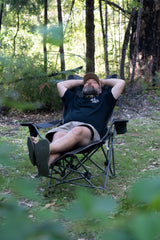 Relaxing outdoors in a Hamelin camp chair – Wildtrak Leisure Australia