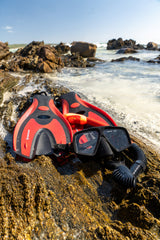 Abrolhos Adult Silicon Mask, Fin and Snorkel Set - Red