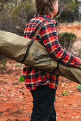 Quad Fold Swagger Chair, Extra Wide, Adjustable lumber support, Mobile Phone Holder, Drink Holder, Carry Bag, 250kg