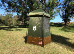 Instant Up Single Shower Ensuite Tent, Vented, Heavy Duty Floor, Storage Pockets, Silver Lined, Shower Hose Access Port