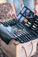 26 Piece Stainless Steel Cutlery and BBQ Set in Canvas Wrap with Handles