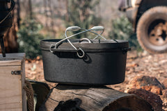 Cast Iron 9.5 Quart Heavy Duty Pre-Seasoned Oval Camp Oven with Lip and Handle 41.5x36x29.5cm