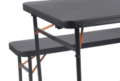 3pc Picnic Table & Bench Set, Vacuum Moulded, Auto Lock, Folds Flat for Storage, Carry Handle, 102x61x70cm