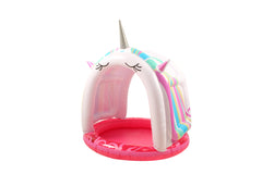 Inflatable Paddling Pool with Unicorn Canopy 15cm Depth 110x100x100cm - Age 2-6yrs