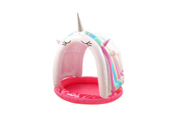 Inflatable Paddling Pool with Unicorn Canopy 15cm Depth 110x100x100cm - Age 2-6yrs