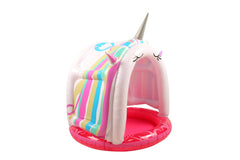 Inflatable Paddling Pool with Unicorn Canopy 15cm Depth 110x100x100cm - Age 2-6yrs