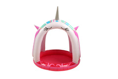 Inflatable Paddling Pool with Unicorn Canopy 15cm Depth 110x100x100cm - Age 2-6yrs