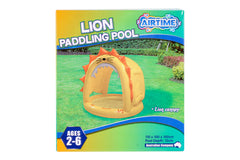 Inflatable Paddling Pool with Lion Canopy 15cm Depth 110x100x100cm - Age 2-6yrs