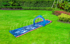 Shark Slip and Slide Water Game 4m, Sprays Water, Connects to Hose Ages 5-14yrs