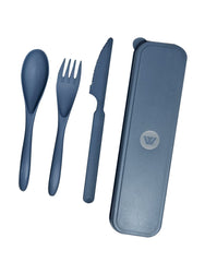 Wheat Straw Cutlery Set in Case - Beige or Blue