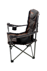 Yardie Deluxe Foldable Arm Chair with Shoulder Strap, Built-in Cooler Storage, Drink Holder, Wine Glass Holder