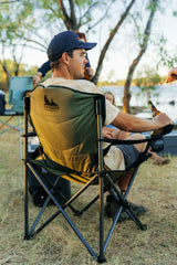Quad Fold Swagger Chair, Extra Wide, Adjustable lumber support, Mobile Phone Holder, Drink Holder, Carry Bag, 250kg