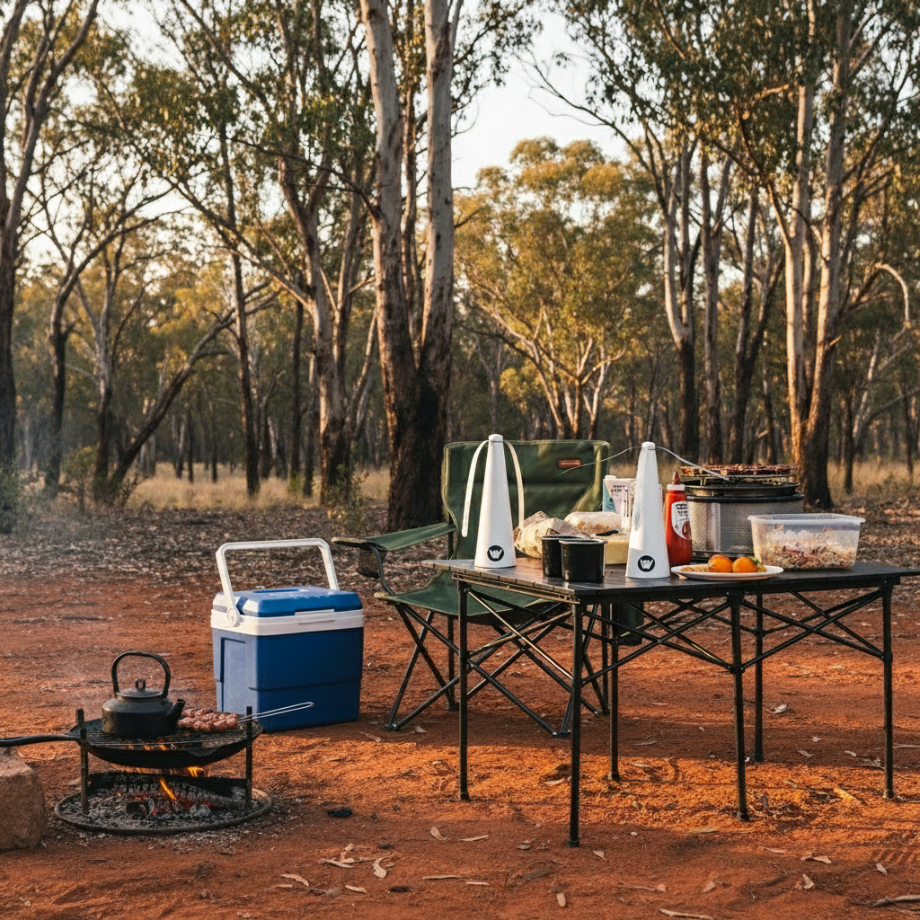 Fly Repeller Fan in Australian Outback - Compact Scale