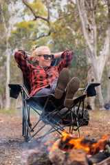 Relaxing outdoors in a Hamelin camp chair – Wildtrak Leisure Australia
