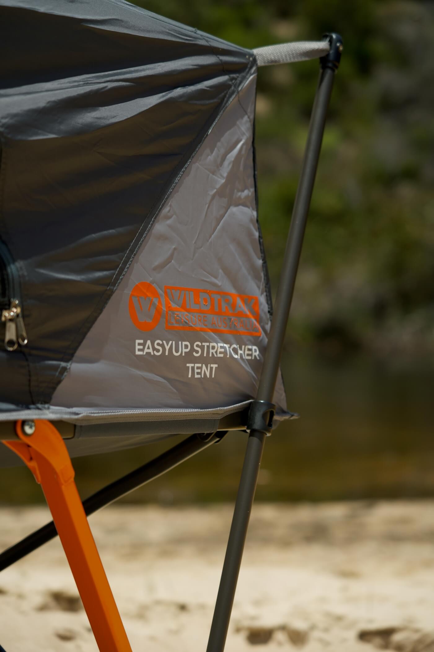 Lightweight Wildtrak Leisure Australia Stretcher Tent ready for quick outdoor shelter.